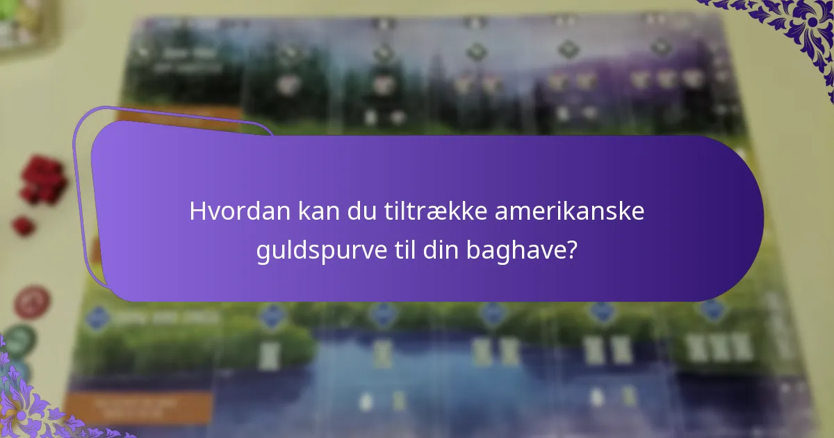 Hvordan kan du tiltrække amerikanske guldspurve til din baghave?